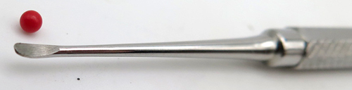ITEM #HT-C: Back by popular demand! We've re-manufactured & stocked this classic Pentooling pick. It is a double sided spoon for removing the balls from a smaller hard rubber pellet reatiner. It has .061" wide spoon at both ends. The HT-C is especially useful when removing Vacumatic diaphragm balls during restoration. It is a favorite tool of Mike Kennedey. 